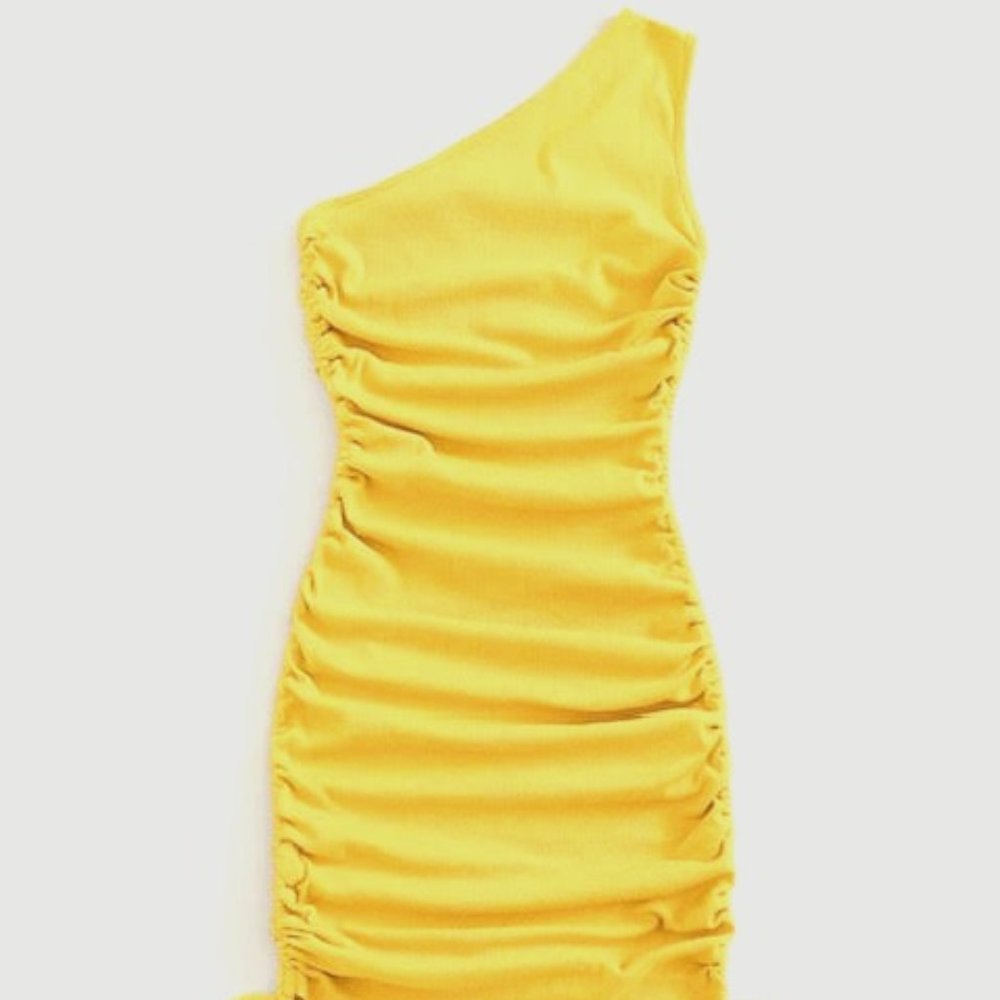 SHEIN BAE One Shoulder Ruched Knot Side Bodycon Dress XL (12)